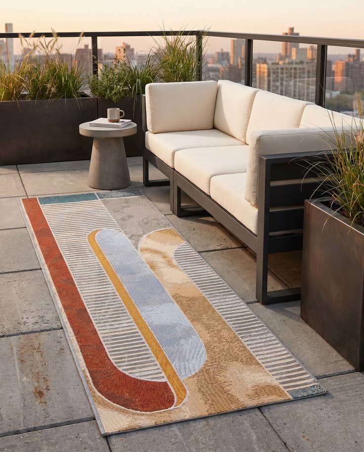 Detail image of 2' x 5' 1 Easy-Clean Modern Indoor / Outdoor Runner Rug