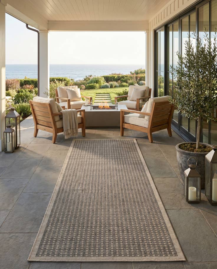 Detail image of 2' 7 x 12' Easy-Clean Border Indoor / Outdoor Runner Rug