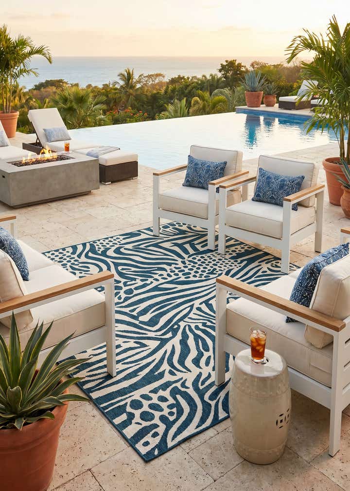 7' 10 x 7' 10 Easy-Clean Safari Indoor / Outdoor Square Rug