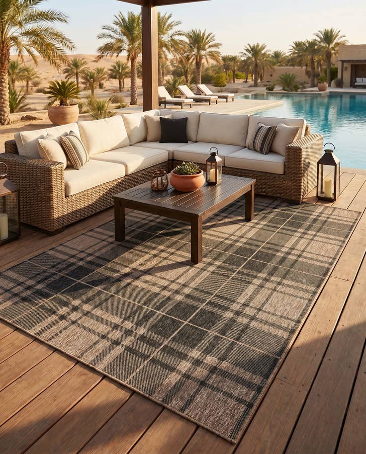 Detail image of 6' x 9' Easy-Clean Checkered Indoor / Outdoor Rug