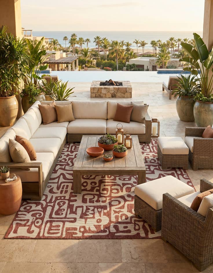 Detail image of 9' x 12' Easy-Clean Modern Indoor / Outdoor Rug