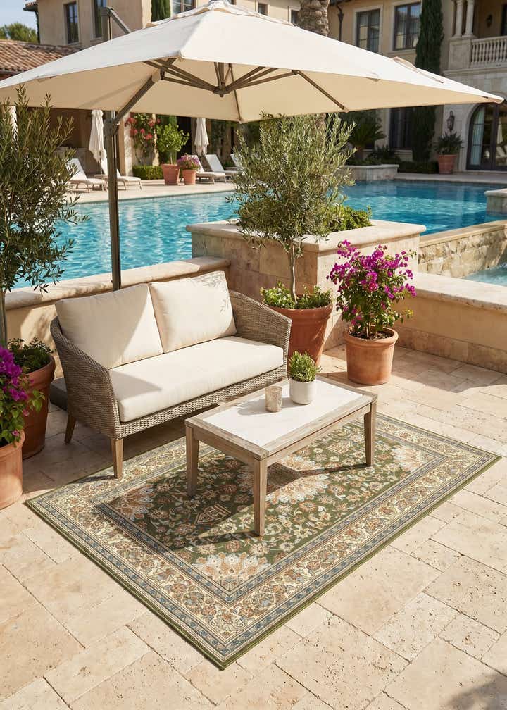 4' 1 x 6' 1 Easy-Clean Traditional Indoor / Outdoor Rug