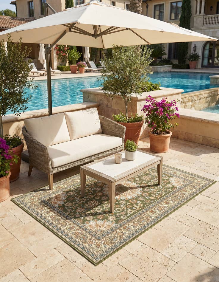 Detail image of 4' 1 x 6' 1 Easy-Clean Traditional Indoor / Outdoor Rug