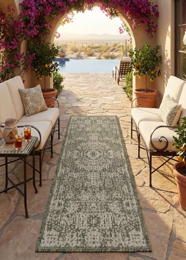 2' x 6' Easy-Clean Traditional Indoor / Outdoor Runner Rug