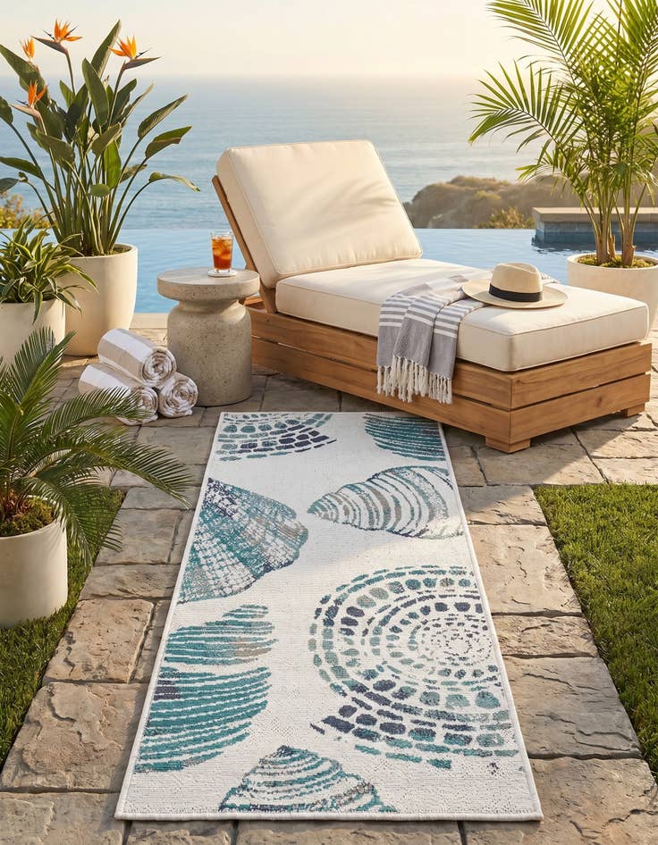 Detail image of 2' x 5' Easy-Clean Coastal Indoor / Outdoor Runner Rug