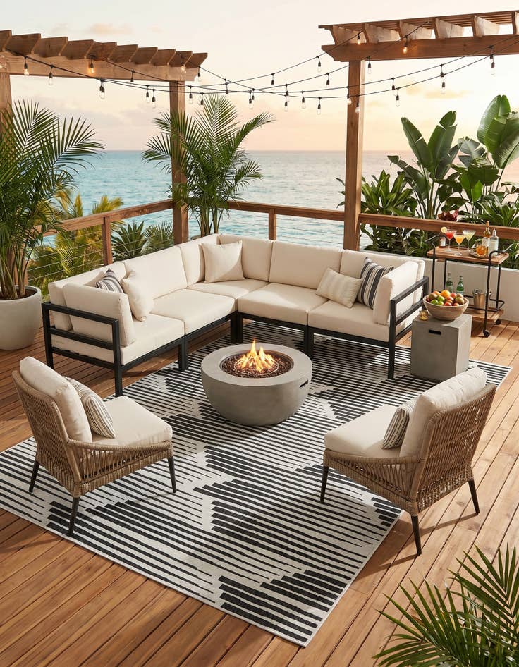 Detail image of 9' x 12' Easy-Clean Modern Indoor / Outdoor Rug