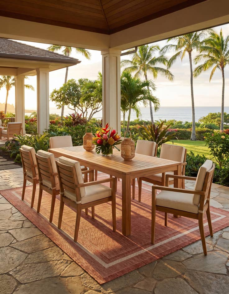 Detail image of 7' 10 x 10' Easy-Clean Border Indoor / Outdoor Rug