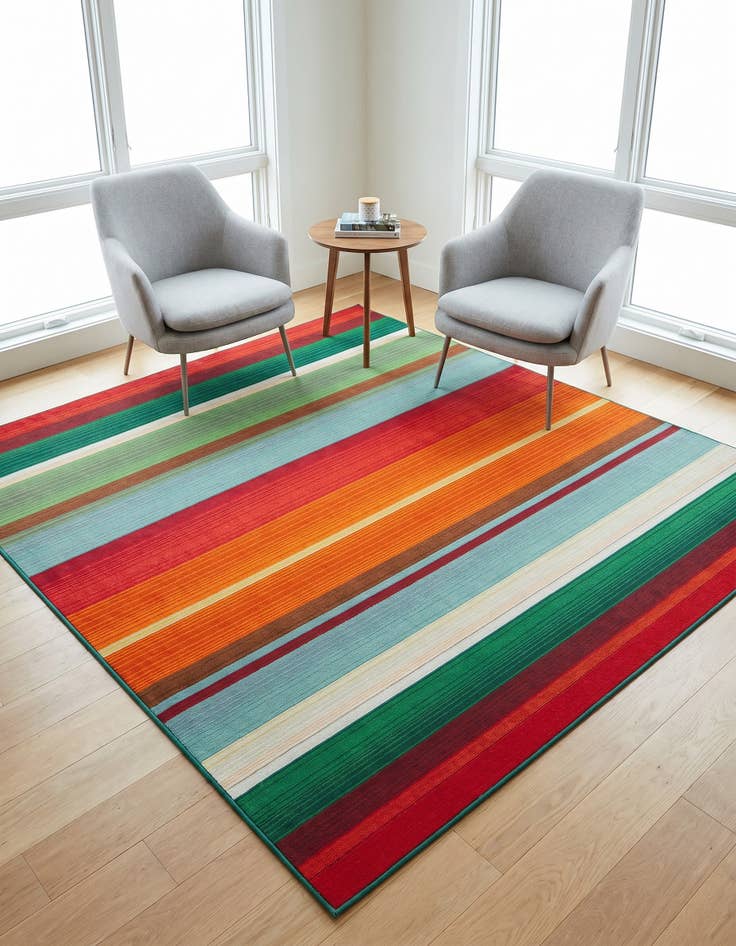 Detail image of 6' x 6' Easy-Clean Modern Indoor / Outdoor Square Rug