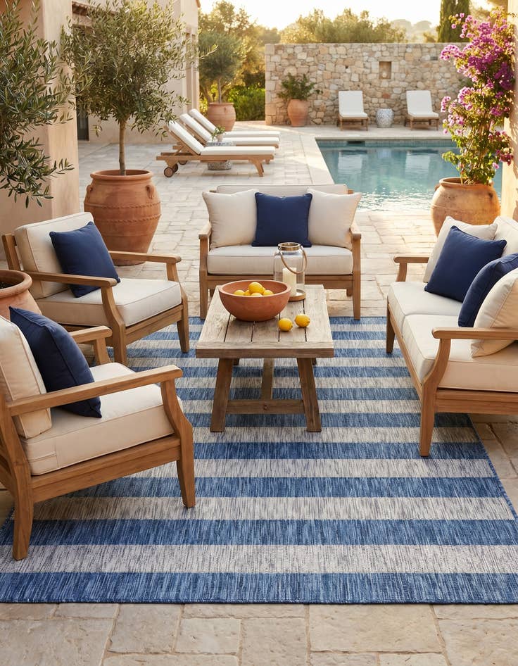 Detail image of 5' 3 x 8' Easy-Clean Striped Indoor / Outdoor Rug