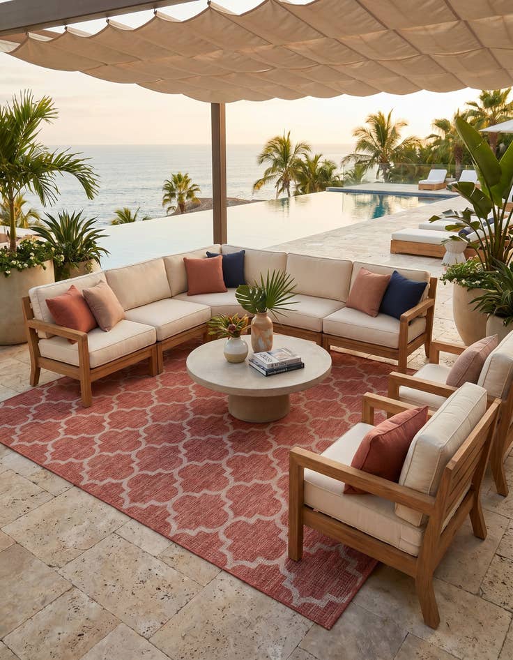 Detail image of 9' x 12' Easy-Clean Lattice Indoor / Outdoor Rug