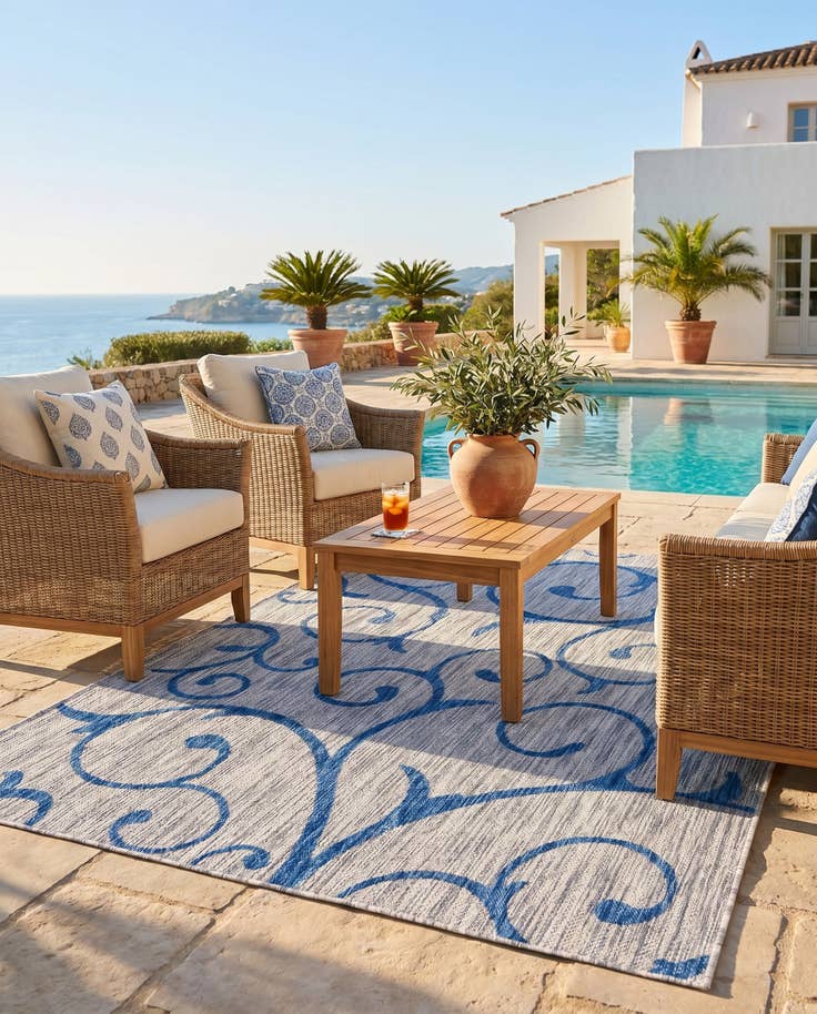 Detail image of 4' x 6' Easy-Clean Botanical Indoor / Outdoor Rug