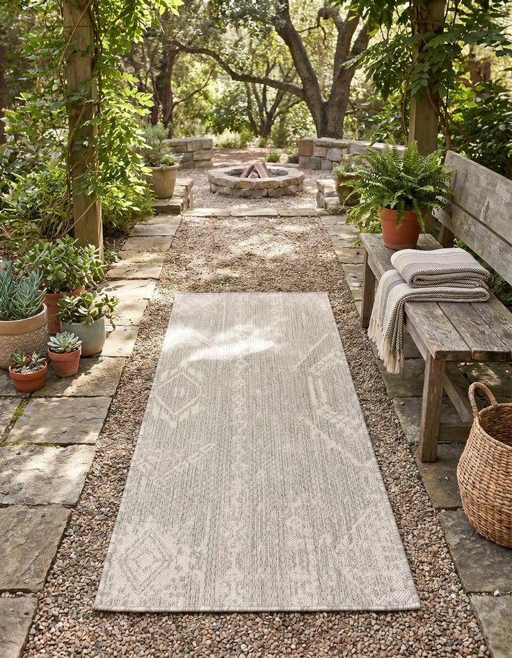 Detail image of 2' x 5' Easy-Clean Bohemian Indoor / Outdoor Runner Rug