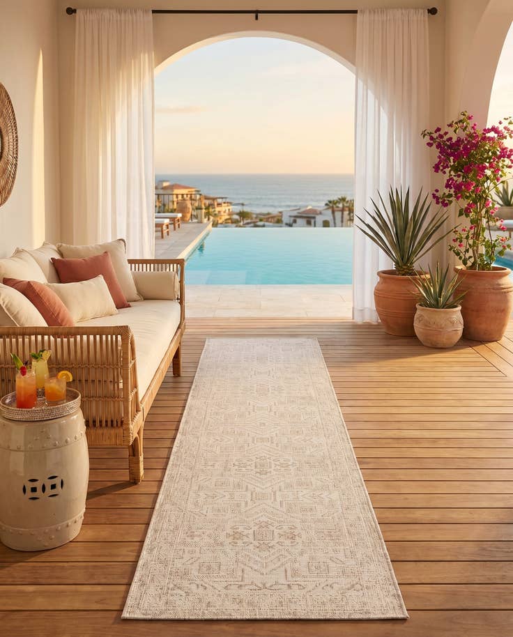 Detail image of 2' 7 x 12' Easy-Clean Aztec Indoor / Outdoor Runner Rug