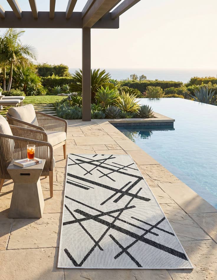 Detail image of 2' x 5' 3 Easy-Clean Modern Indoor / Outdoor Runner Rug