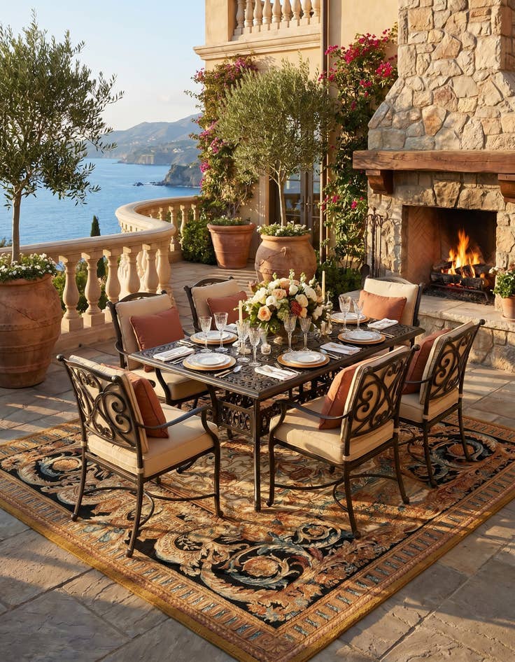 Detail image of 7' 10 x 7' 10 Easy-Clean Traditional Indoor / Outdoor Square Rug