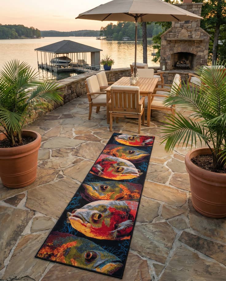 Detail image of 2' x 8' Easy-Clean Coastal Indoor / Outdoor Runner Rug
