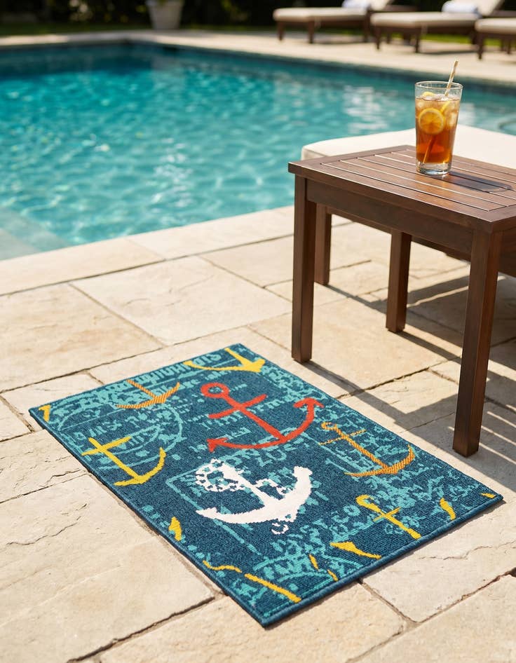Detail image of 2' x 3' Easy-Clean Coastal Indoor / Outdoor Rug