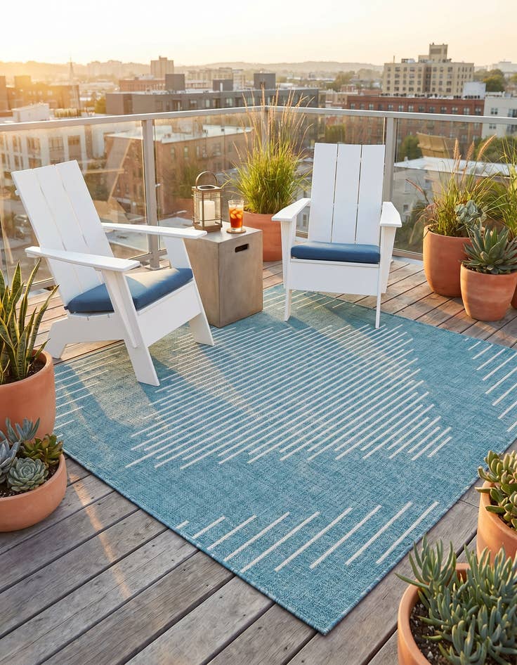 Detail image of 5' 3 x 5' 3 Easy-Clean Modern Indoor / Outdoor Square Rug