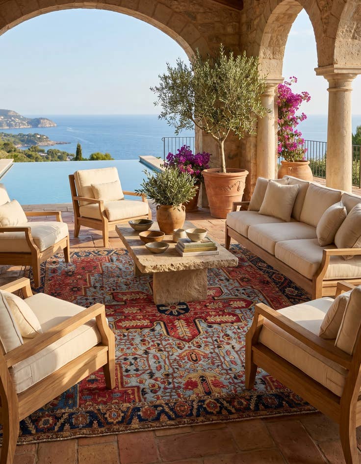 Detail image of 10' x 10' Easy-Clean Traditional Indoor / Outdoor Square Rug