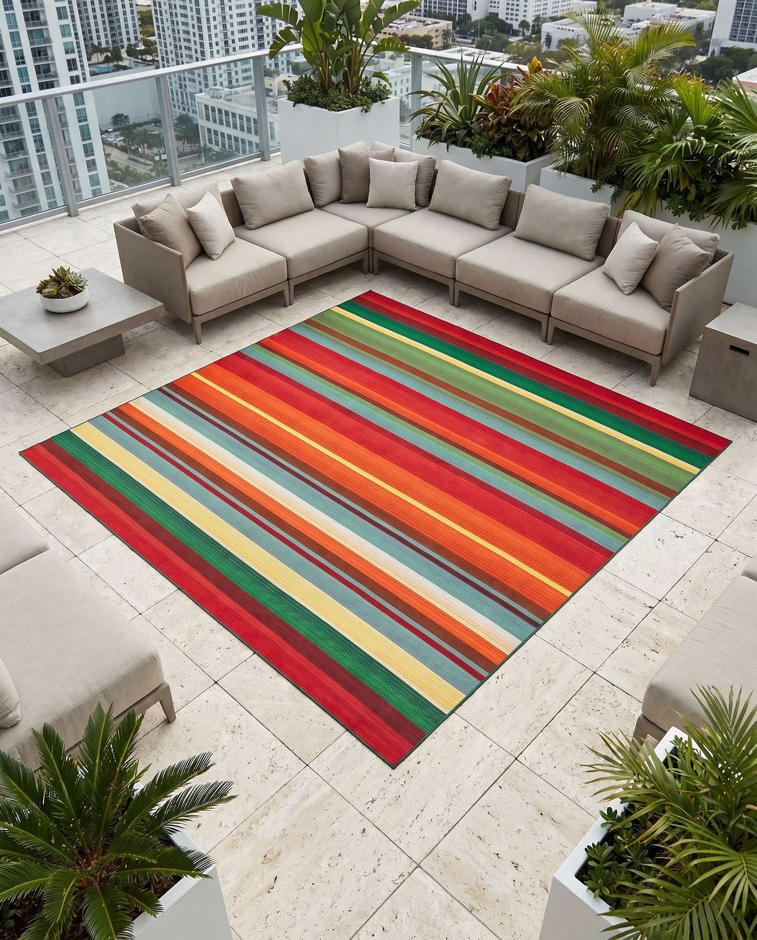 10' x 10' Easy-Clean Modern Indoor / Outdoor Square Rug