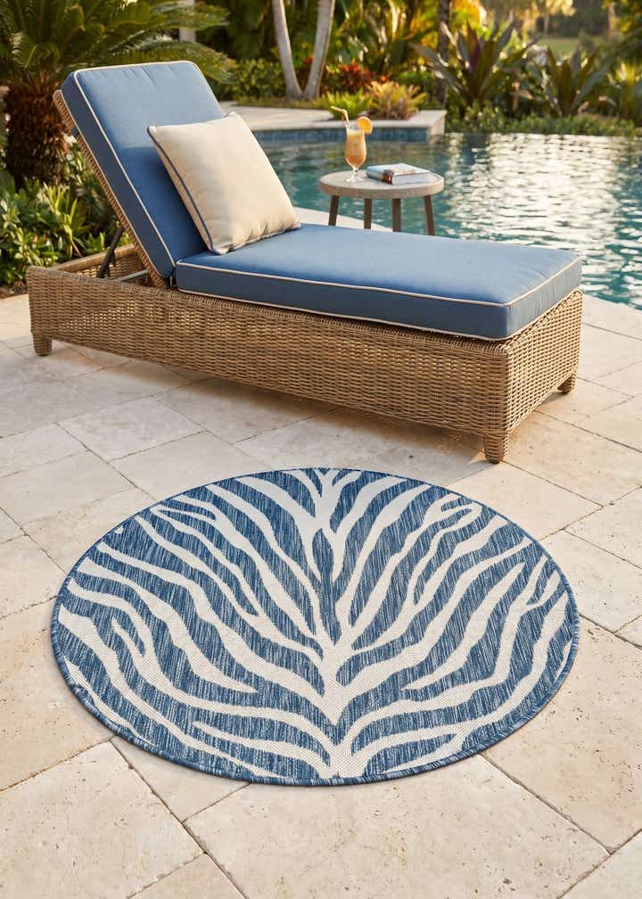 3' x 3' Easy-Clean Safari Indoor / Outdoor Round Rug