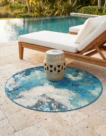 3' 3 x 3' 3 Easy-Clean Modern Indoor / Outdoor Round Rug