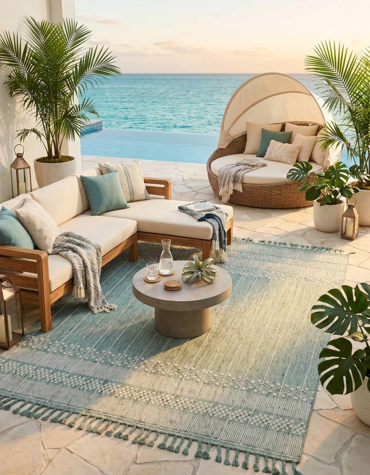 Detail image of 9' x 12' Easy-Clean Eco Bohemian Indoor / Outdoor Rug