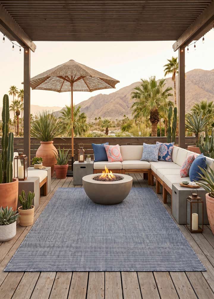 6' 1 x 9' Easy-Clean Jill Zarin Palm Springs Indoor / Outdoor Rug