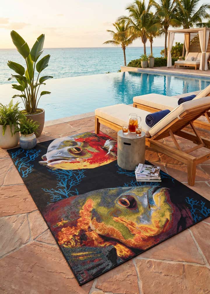 6' x 9' Easy-Clean Coastal Indoor / Outdoor Rug