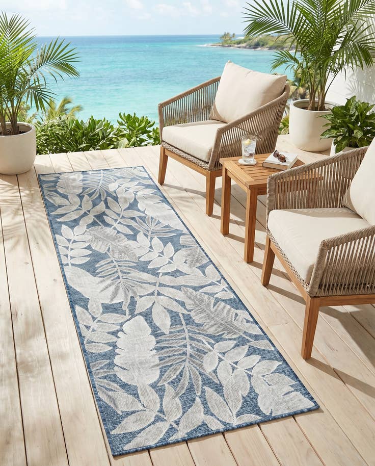 Detail image of 2' 2 x 6' Easy-Clean Botanical Indoor / Outdoor Runner Rug