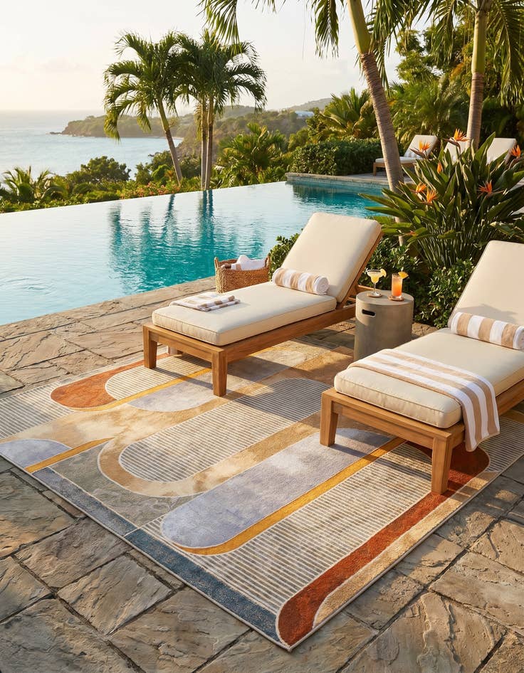 Detail image of 10' x 10' Easy-Clean Modern Indoor / Outdoor Square Rug