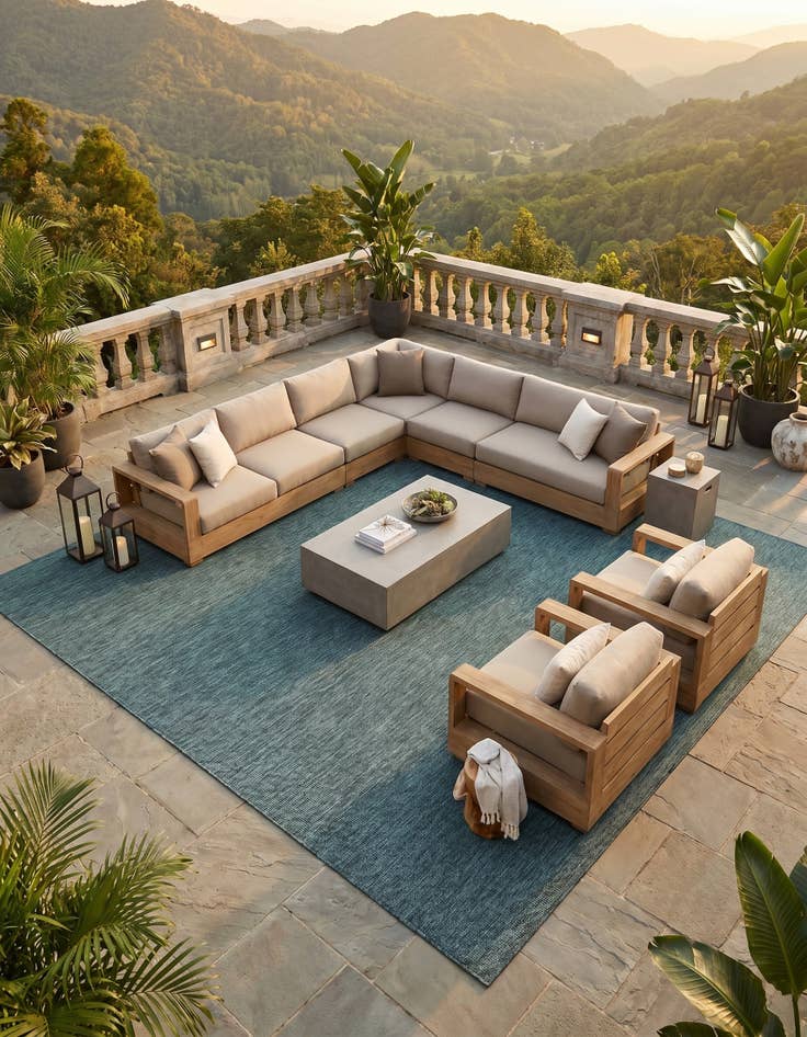 Detail image of 13' x 13' Easy-Clean Solid Indoor / Outdoor Square Rug