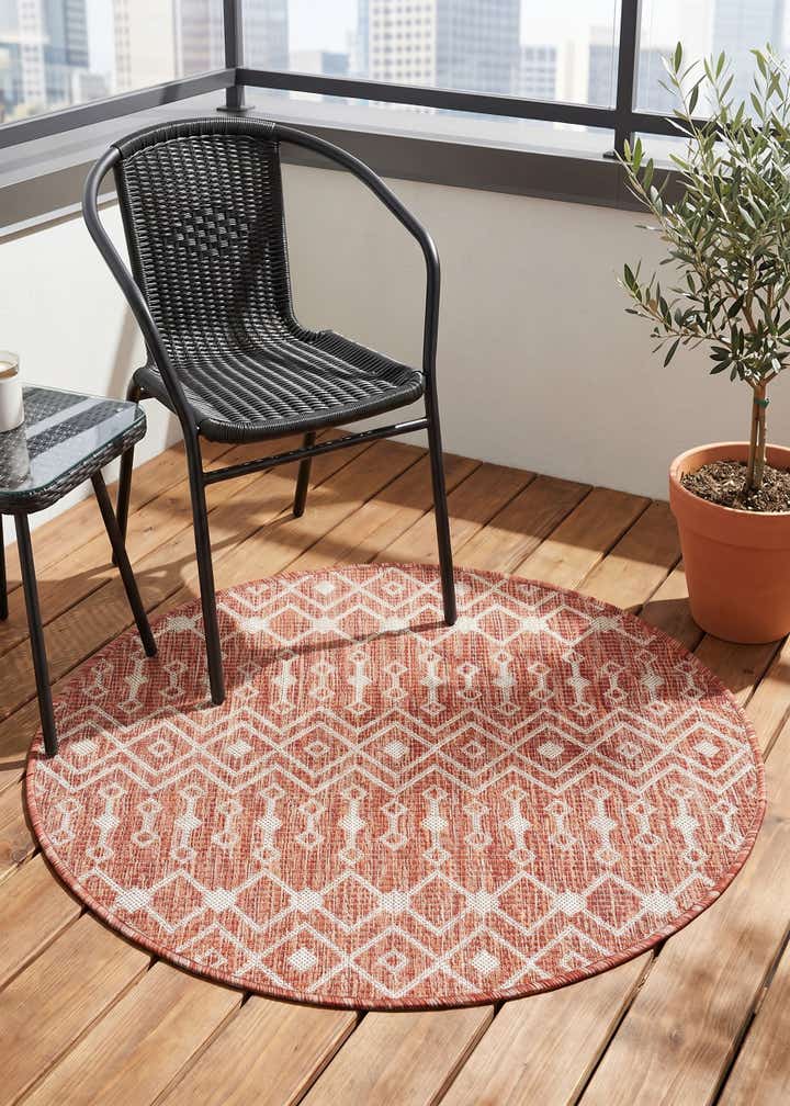 3' x 3' Easy-Clean Trellis Indoor / Outdoor Round Rug