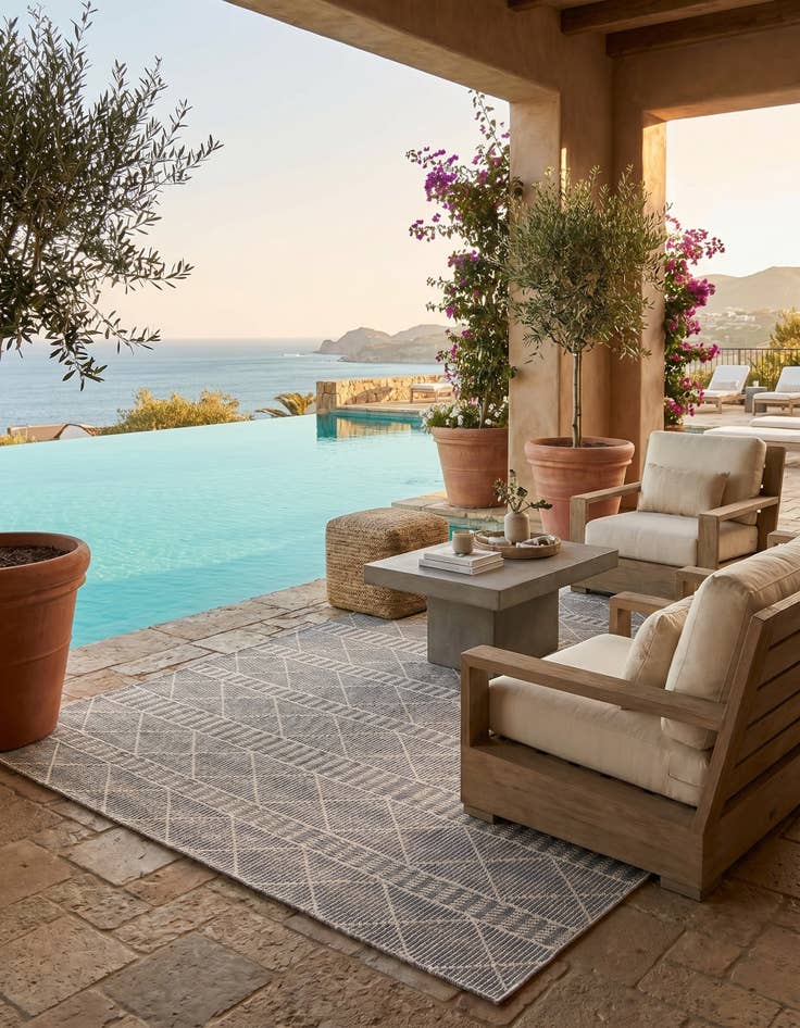 Detail image of 7' 10 x 10' Easy-Clean Lattice Indoor / Outdoor Rug