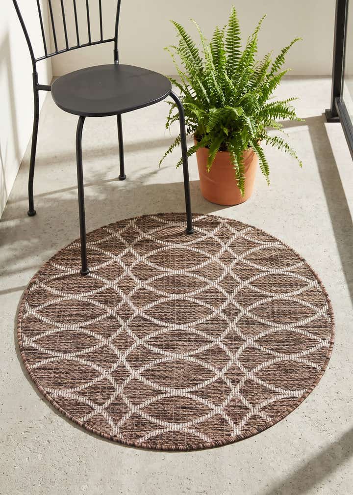 3' x 3' Easy-Clean Trellis Indoor / Outdoor Round Rug