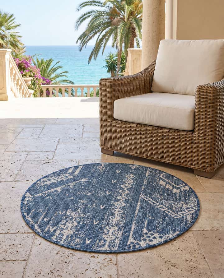 3' x 3' Easy-Clean Bohemian Indoor / Outdoor Round Rug