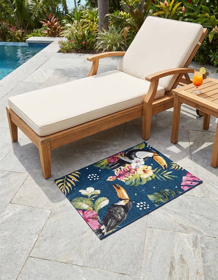 Detail image of 2' x 3' Easy-Clean Botanical Indoor / Outdoor Rug