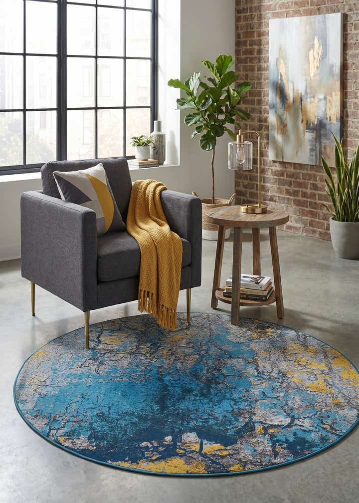 5' x 5' Easy-Clean Modern Indoor / Outdoor Round Rug