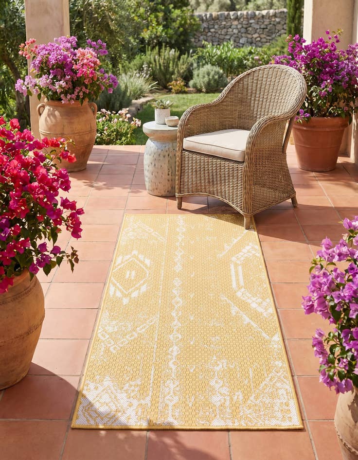 Detail image of 2' x 4' Easy-Clean Bohemian Indoor / Outdoor Runner Rug