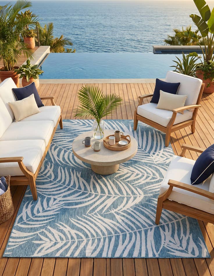 Detail image of 7' x 10' Easy-Clean Botanical Indoor / Outdoor Rug