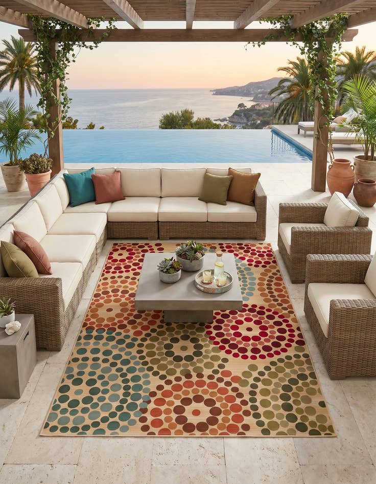 Detail image of 7' x 10' Easy-Clean Modern Indoor / Outdoor Rug