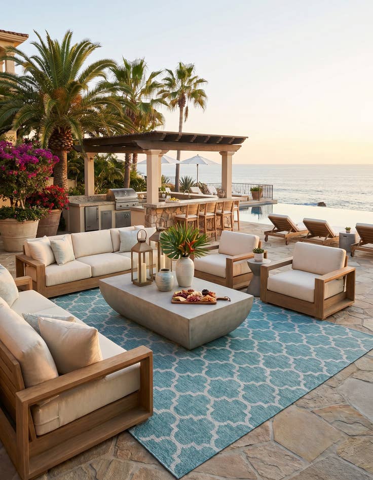 Detail image of 10' x 14' Easy-Clean Lattice Indoor / Outdoor Rug