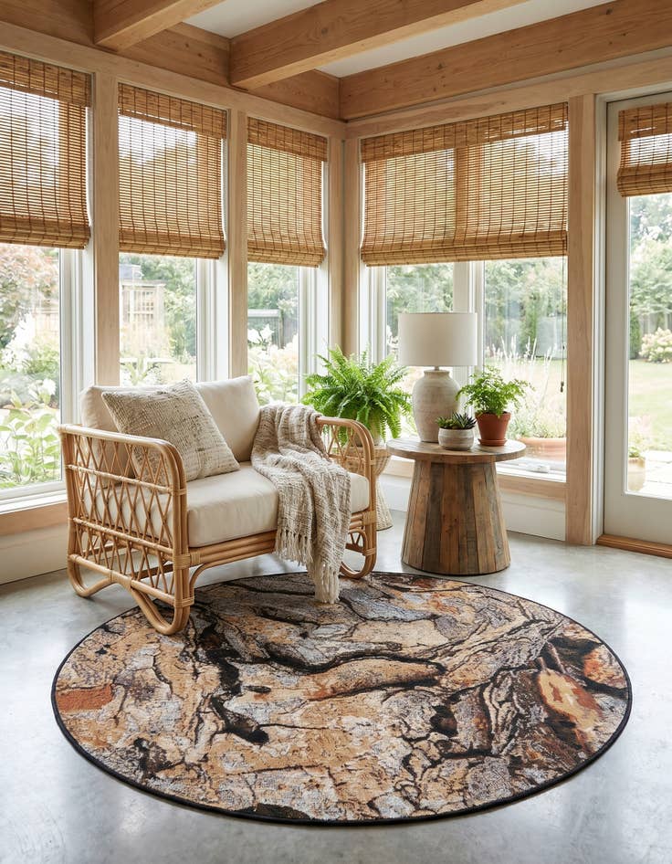 Detail image of 4' x 4' Easy-Clean Modern Indoor / Outdoor Round Rug