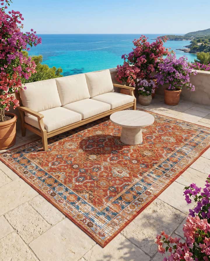6' x 9' Easy-Clean Traditional Indoor / Outdoor Rug