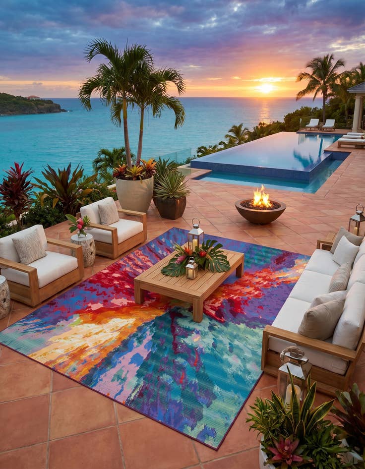 Detail image of 10' x 14' Easy-Clean Modern Indoor / Outdoor Rug