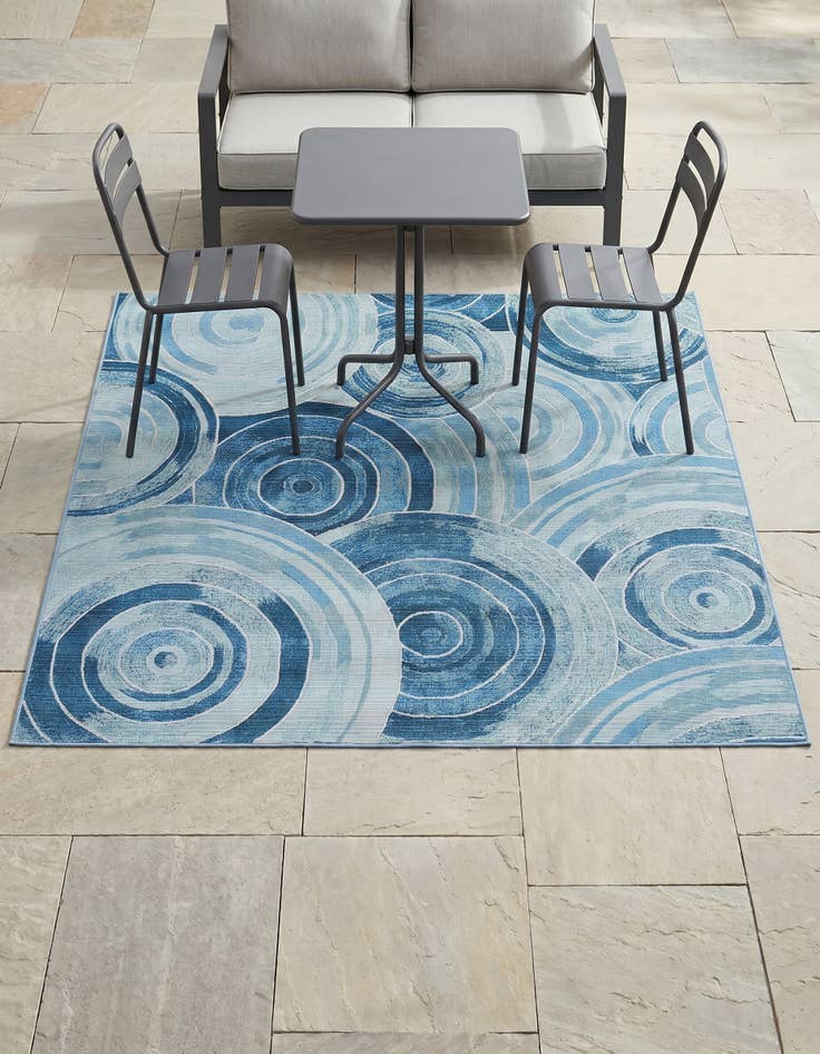 Detail image of 6' x 6' Easy-Clean Modern Indoor / Outdoor Square Rug