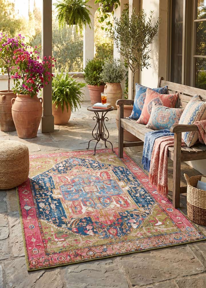 4' x 6' Easy-Clean Traditional Indoor / Outdoor Rug