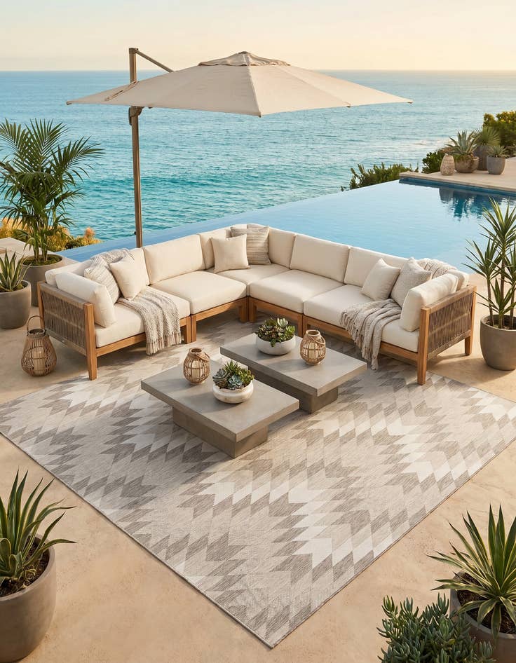 Detail image of 13' x 13' Easy-Clean Modern Indoor / Outdoor Square Rug