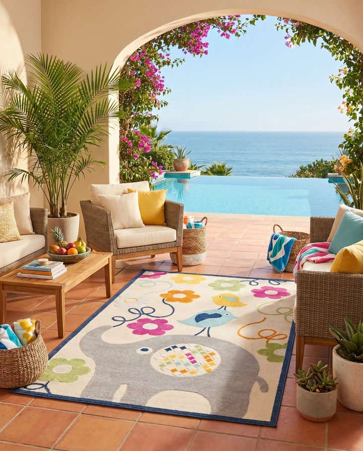 5' 3 x 7' 7 Easy-Clean Indoor / Outdoor Rug