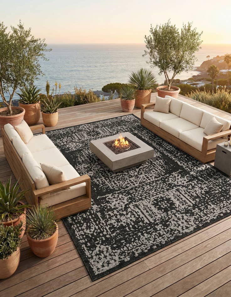 Detail image of 10' x 14' Easy-Clean Traditional Indoor / Outdoor Rug